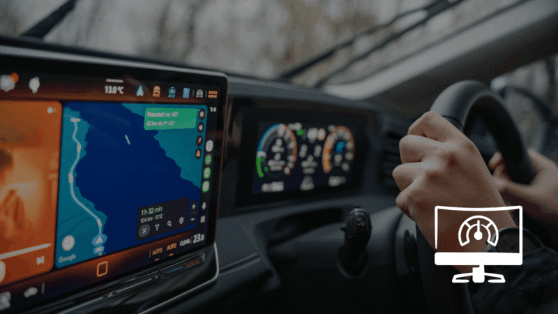 A close-up view inside the modern vehicle interface showing a high-tech digital cockpit and navigation display that is redefining the driving experience.