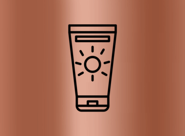 A minimalist icon of a sunless tanner lotion tube on a bronzed metallic background, representing Sun Labs self tanner products for a flawless tanning routine.