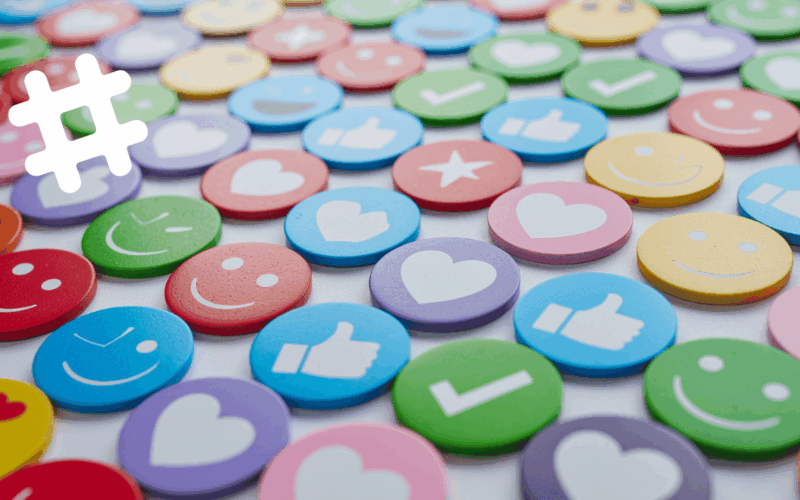 A collection of colorful circular social media icons featuring likes, hearts, and smiley faces, illustrating top-downloaded social media PNG icons and brand guideline usage.