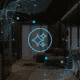A luxury modern home interior overlaid with glowing blue neural network nodes and a digital sparkle icon, illustrating the AI interior design trap: how to avoid costly remodeling mistakes.