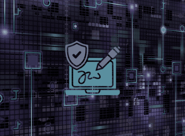 A technical digital privacy graphic featuring a secure laptop icon with a security shield and digital signature overlay against an intricate data matrix background, illustrating key factors for sourcing a multilogin alternative: core anti-detect selection criteria.