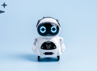 A small white companion robot with glowing blue digital eyes standing against a light blue backdrop, illustrating why most AI companion reviews fail users.