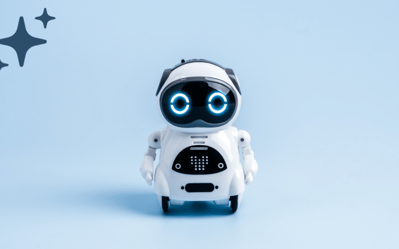 A small white companion robot with glowing blue digital eyes standing against a light blue backdrop, illustrating why most AI companion reviews fail users.