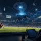 Sports bettor analyzing a live football match with AI powered odds data, real time market updates and responsible betting research tools.