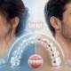 Editorial illustration comparing Invisalign clear aligners and fixed braces in adults, showing smile alignment, tooth movement and long term orthodontic outcomes.